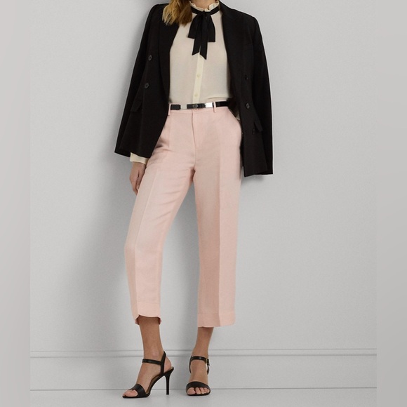 Ralph Lauren Linen-Blend-Twill Cropped Pant - Picture 1 of 5
